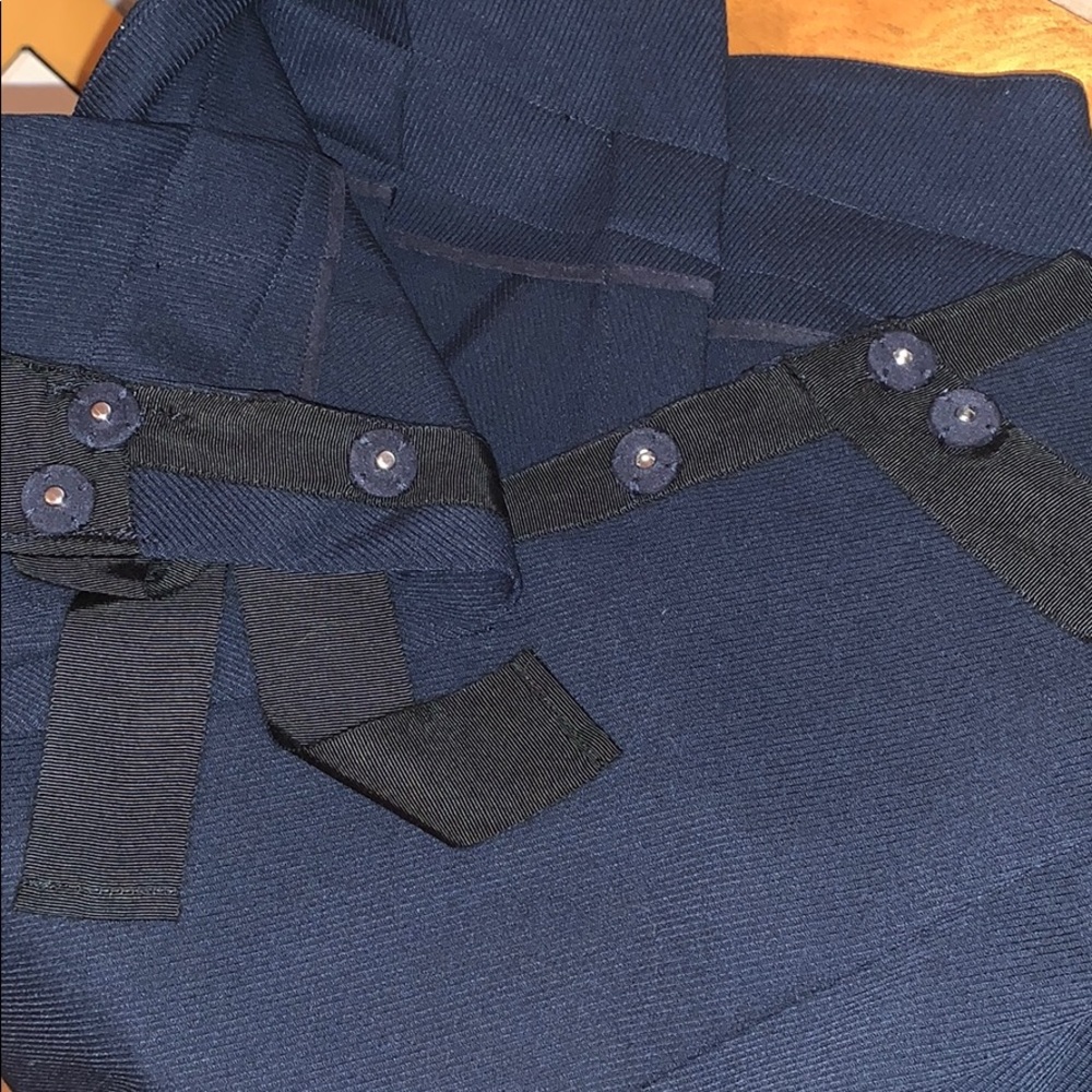 Halogen midnight blue gathered black ribbon skirt EUC sz 8 - Picture 6 of 11